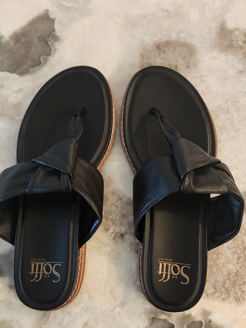 Sofft Black Knotted Toe Slide Sandals